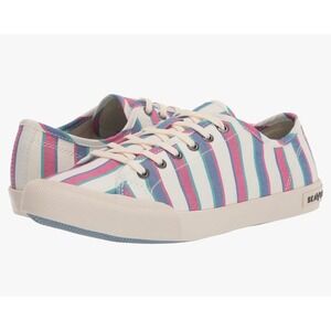 SeaVees Monterey Sneaker Size 8.5 Pink Blue NEW Vacation Stripe Pinpoint Cotton